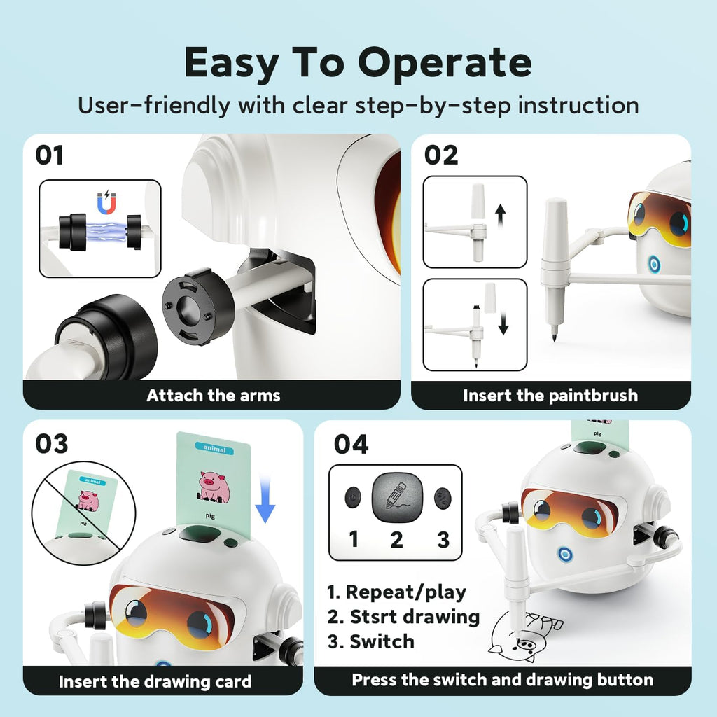ToddsIQ™ Drawing Robot – Interactive Drawing Toy for Kids Ages 3+