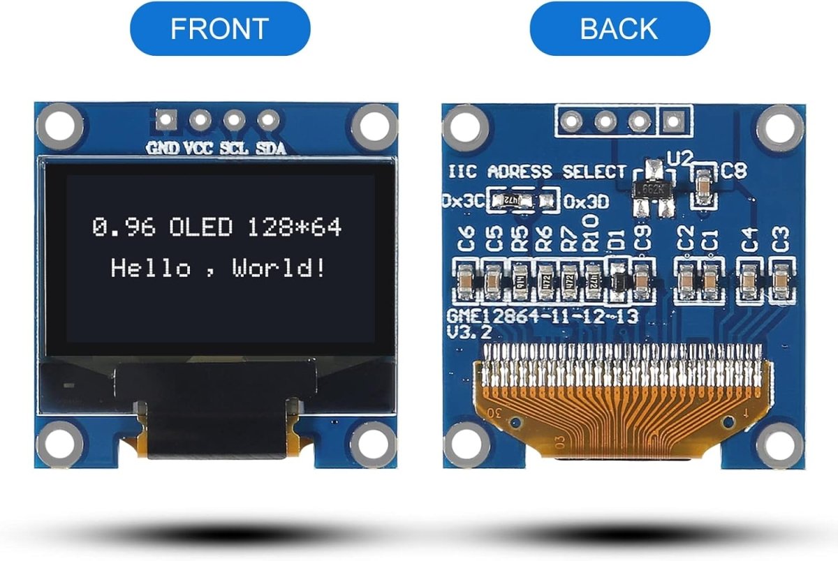 0.96" OLED I2C Display Module 128x64 SSD1306 for Arduino Raspberry Pi – 4-Pin