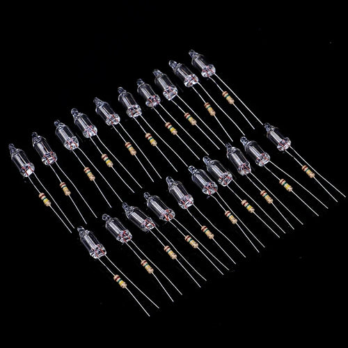 20PCS Neon Indicator Lamps With Resistors for 220V AC Mains | Red Glow Lamp