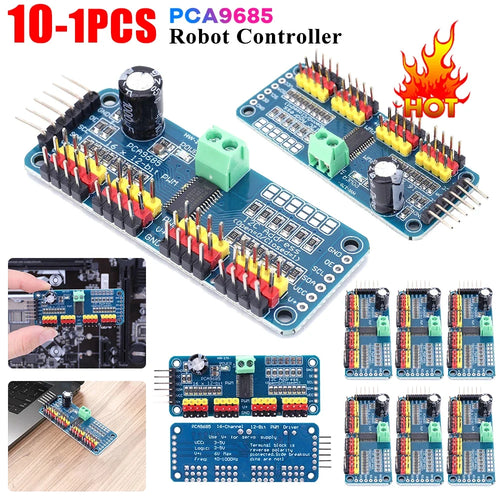 1-10PCS PCA9685 Robot Controller IIC Interface 16 Channel 12-Bit PWM Servo Motor Driver Board for Arduino Robot/ Raspberry Pi