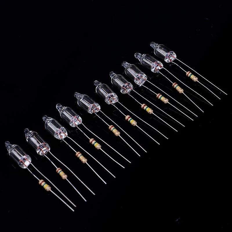 20PCS Neon Indicator Lamps With Resistors for 220V AC Mains | Red Glow Lamp