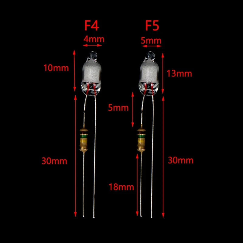 10Pcs Neon Light Bulbs 4x10mm 5x13mm 220V | Main Power Indicator with Built-in Resistor
