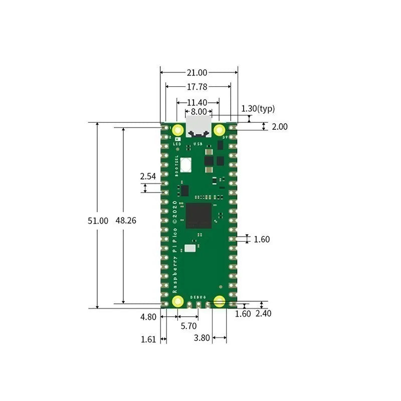 PICO dual-core RP2040 supports Mciro/TYPE-C Python Microcontroller Development Board for Raspberry pi 