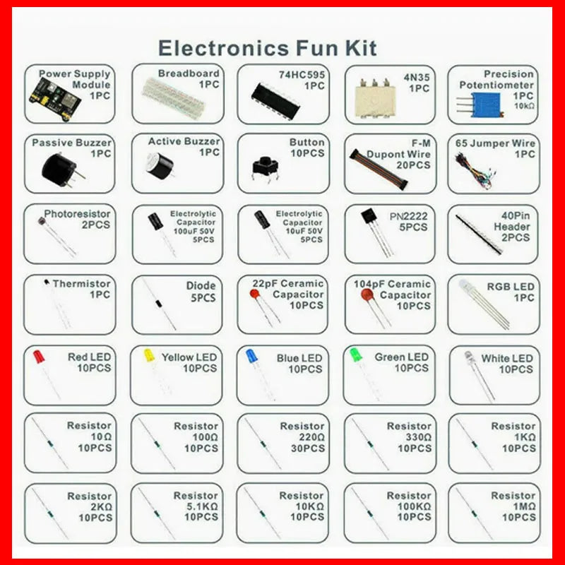 Start 830 Breadboard Kit MB-102 for UNO R3 Component Pack Beginner  Electronic Components Electrolytic Capacitor Resistor led