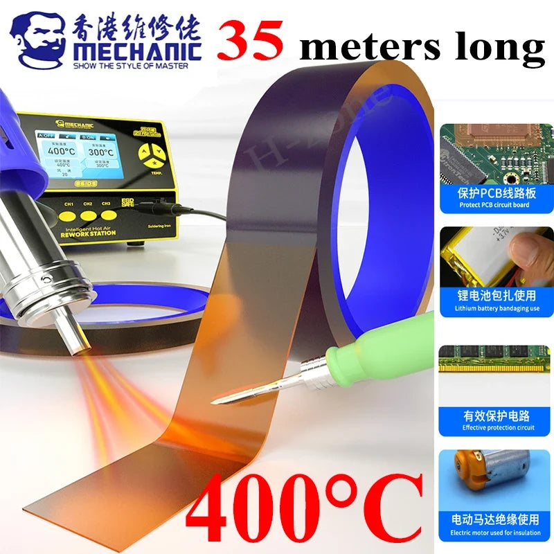 High Temperature Polyimide Tape | 400°C Heat Resistant Insulation Tape for PCB Circuit Board Battery Repair