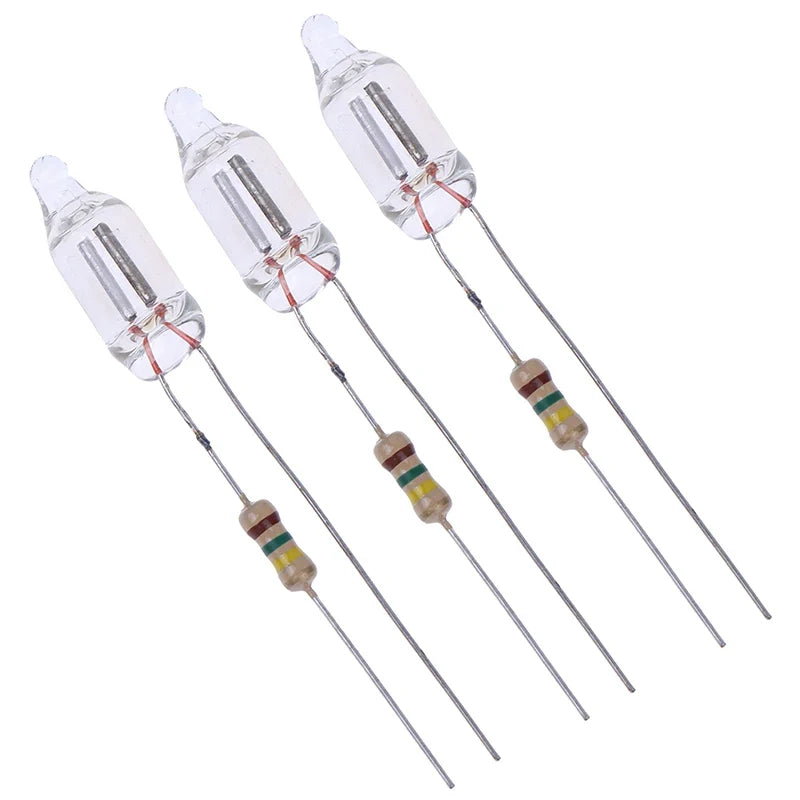 20PCS Neon Indicator Lamps With Resistors for 220V AC Mains | Red Glow Lamp